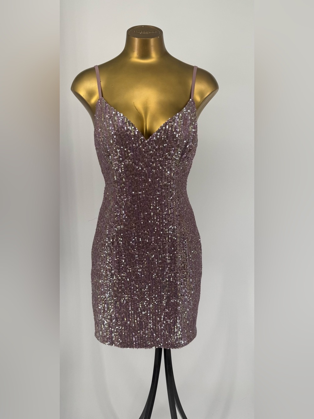 NWT Blue Blush Mauve Sequin Slip Mini Dress Size Large